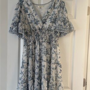 Max Studio Blue and White Floral Mini Dress